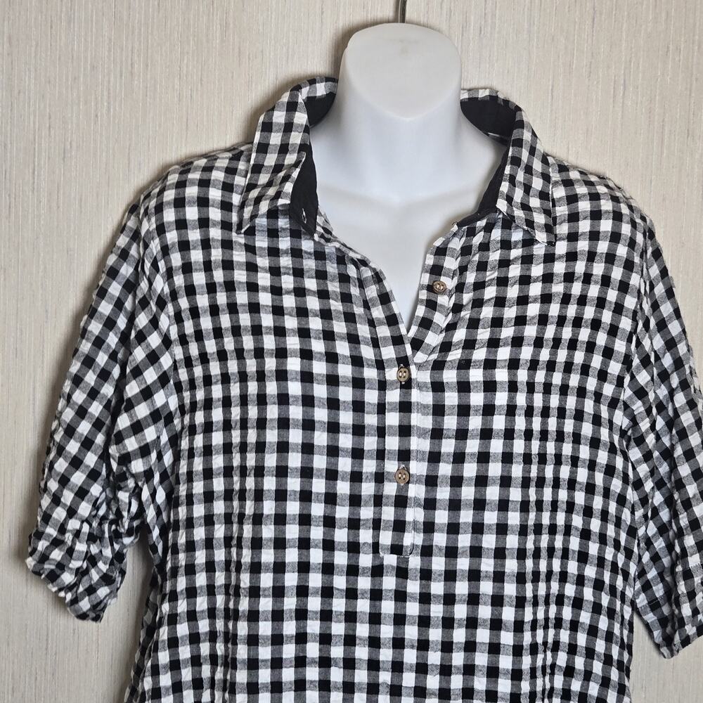 Black & White Gingham Check Large Causal Knee Length Dress, Brand - EMBELLISH - Picture 3 of 11